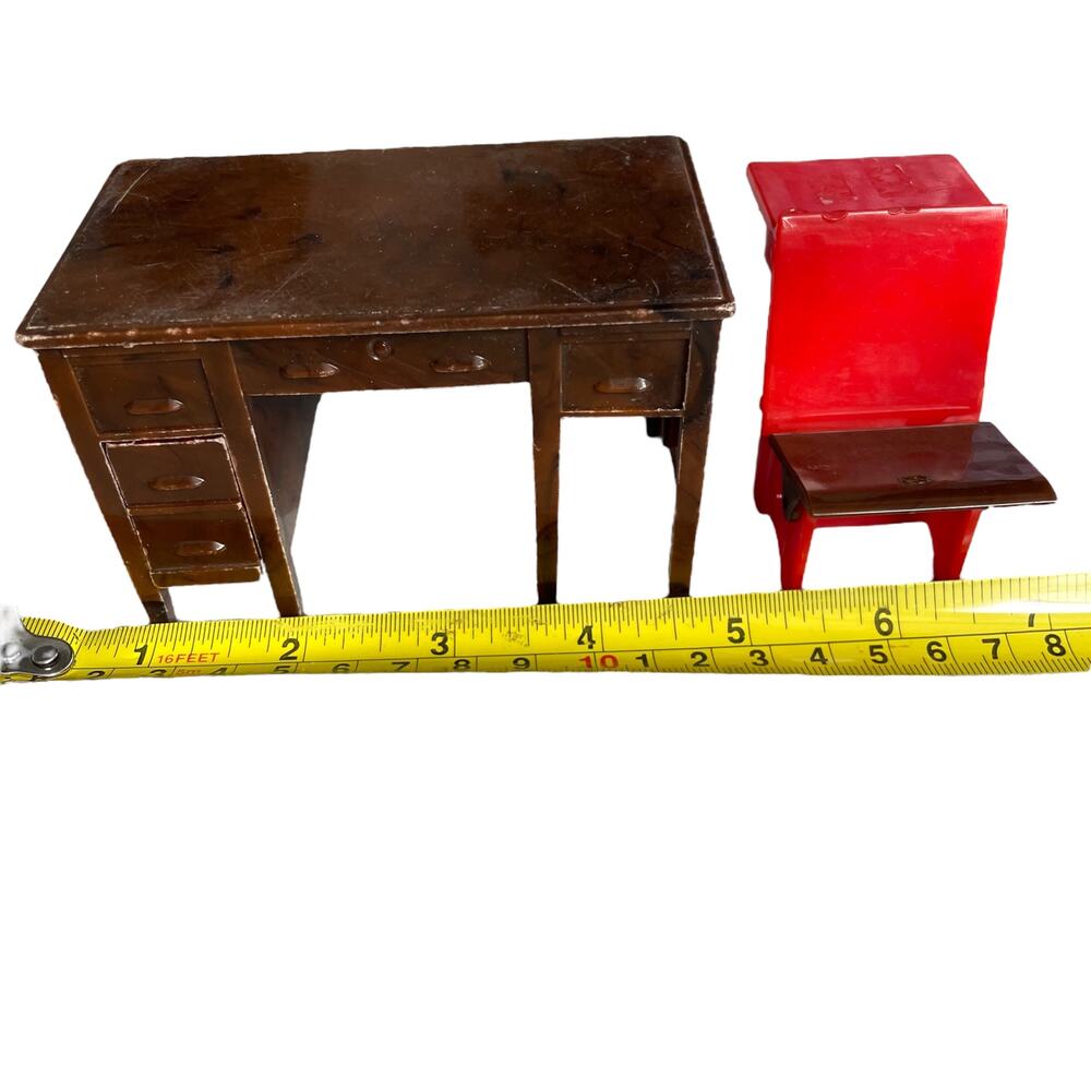 Renwal Student Desk Teacher Dollhouse Furniture Mini No. 33 34 Incomplete READ